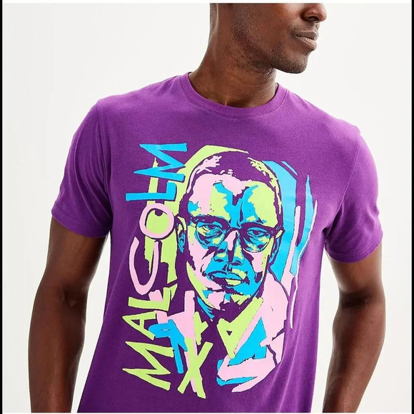 NWT Sonoma Community Black History Month Malcolm X Graphic Tee Plum XL - Picture 14 of 15